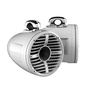 Wet Sounds REV 12 HD 12" Horn Loaded Compression Driver Tower Speakers with XW Grills & Mini Stainless Fixed Clamps, 400 Watts RMS, White, Pair - 1 of 4