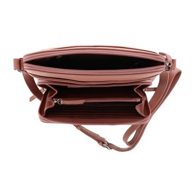 Сумки CTM Women's Leather Shoulder Bag Purse with Side Organizer, Mauve — фото 3