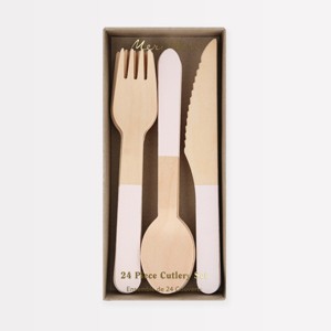 Meri Meri Ballet Slipper Pink Wooden Cutlery Set (Pack of 24) - 1 of 3