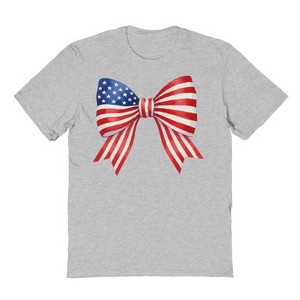 Rerun Island Men's American Bow Americana 4Th Of July Short Sleeve Graphic Cotton T-Shirt - Sport Grey M - 1 of 4