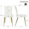 Modern white teddy wool dining chair, upholstered chair with fabric accent side chair with gold-plated metal legs for family furniture (set of 4) - 3 of 4