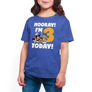 Girls' - Disney - Hooray I'm 3 Today Short Sleeve Graphic T-Shirt - 1 of 4