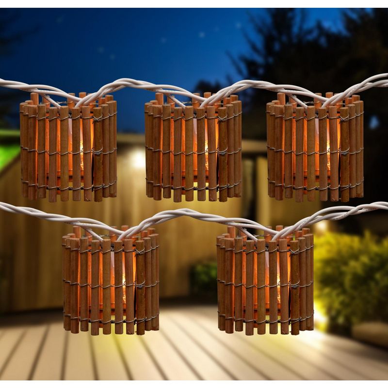 Northlight 10-Count Brown Tropical Bamboo Outdoor Patio String Light Set, 7.25ft White Wire, 2 of 7