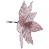 Northlight Glittered Poinsettia Christmas Floral Pick Clip-On Ornament - 10" - Pink - 3 of 4