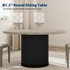 47" Round Dining Table for 4-6, Black Dining Table with Waveform Metal Base for Kitchen or Dining Room - 4 of 4