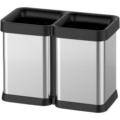 10.6 Gallon Dual Compartment Trash can, Stainless Steel Garbage Can, Open Top Kitchen Waste Bin