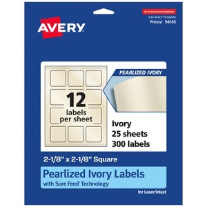 Avery Pearlized Ivory Square Labels with Sure Feed Technology, Print-to-the-Edge, 2-1/8" x 2-1/8" - 1 of 4