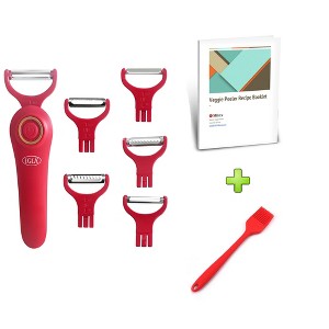 Insta 5-in-1 Electric Peeler with Recipe Book & Oil Brush – Red - 1 of 4