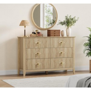 Bedroom Dressing Table with 6 Drawers, 48" Wide Modern Chest of Drawers with Metal Handles, Wooden Storage Cabinet for Bedroom, Living Room, Hallway - 1 of 4