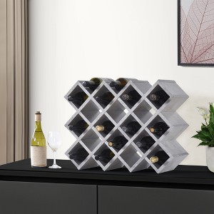 Kings Brand Furniture Cava Wine Rack, Concrete Finish - 1 of 3