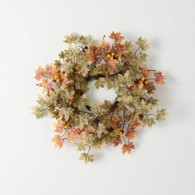 Sullivans Artificial Mini Maple Leaf Fall Accent Ring Green-Brown