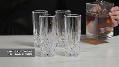 Viski Shatterproof Highball Tumblers, Faceted Acrylic Tall Drink