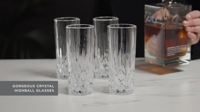 Admiral Cut Crystal Tall Highball Glasses Set of 4