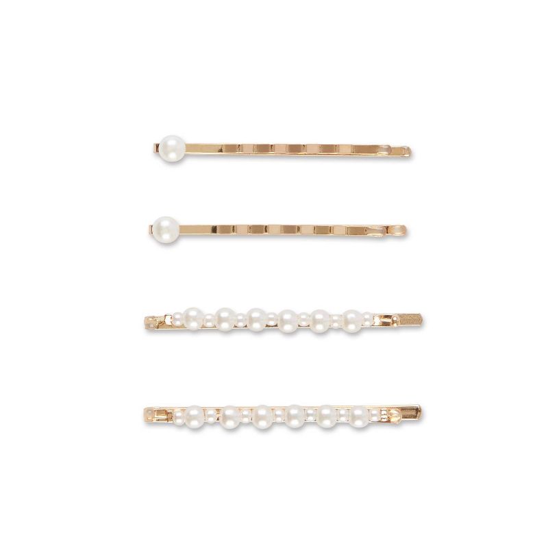 sc&#252;nci Pearl Embellished Bobby Pins - Gold - 4pk, 4 of 6