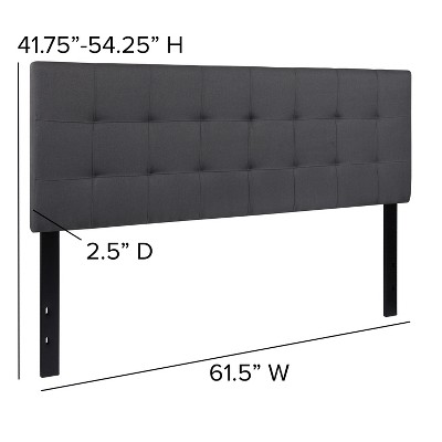 Dark Gray Tufted Upholstered Queen Headboard with Adjustable Slots