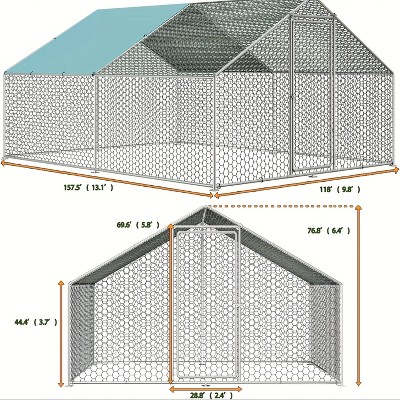 Vipbear Large - Scale Chicken Coop Run with Immersed Wire Mesh, Complete with Cover and Secure Lock for Yard Use