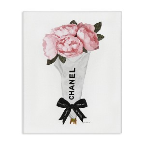 Stupell Industries Pink Peonies Flower Bouquet Glam Fashion Bow, 24" x 30" - 1 of 4