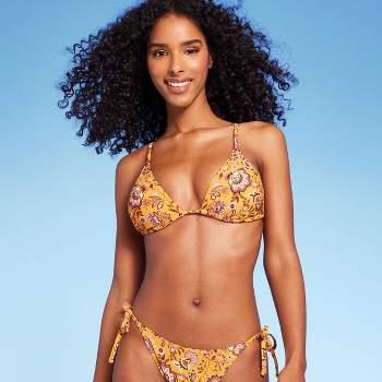 Shade & Shore Lightly Lined Triangle Crochet Bikini Top Size 36DD Ocean  Blue