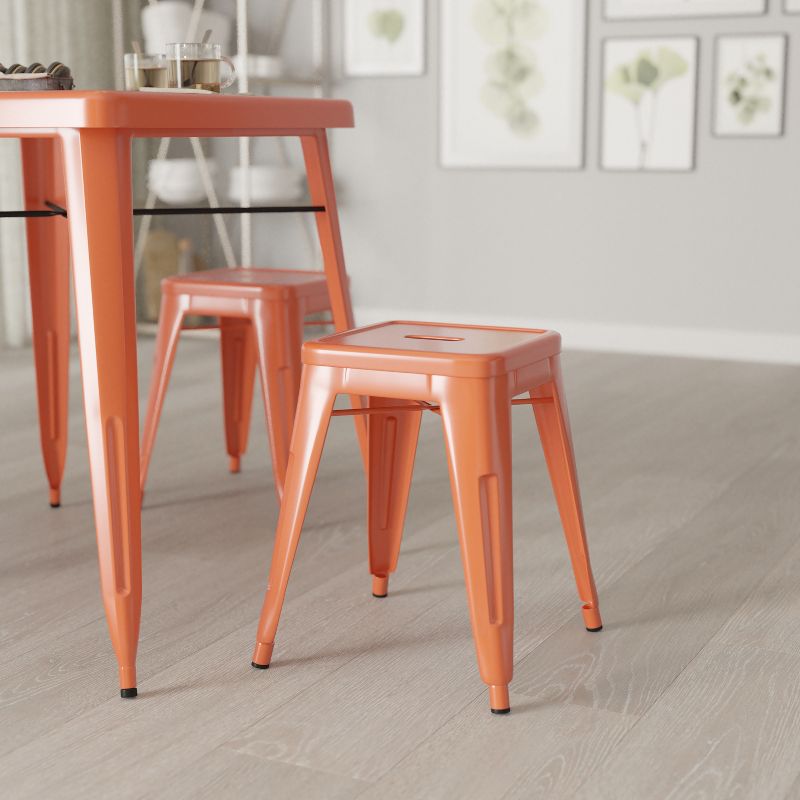 Merrick Lane Set of 4 Sloane 18" High Backless Stacking Dining Stools with Durable Metal Frame, 3 of 12