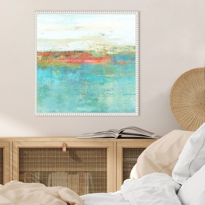 Sylvie Beaded White Framed Abstract Canvas Art 22x22