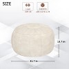 Itopfox Moroccan Storage Pouf Foot Stool Ottoman Seat Handmade Faux Leather Bean Bag Floor Chair Foot Rest for Living Room, Bedroom or Ivory White - 3 of 4