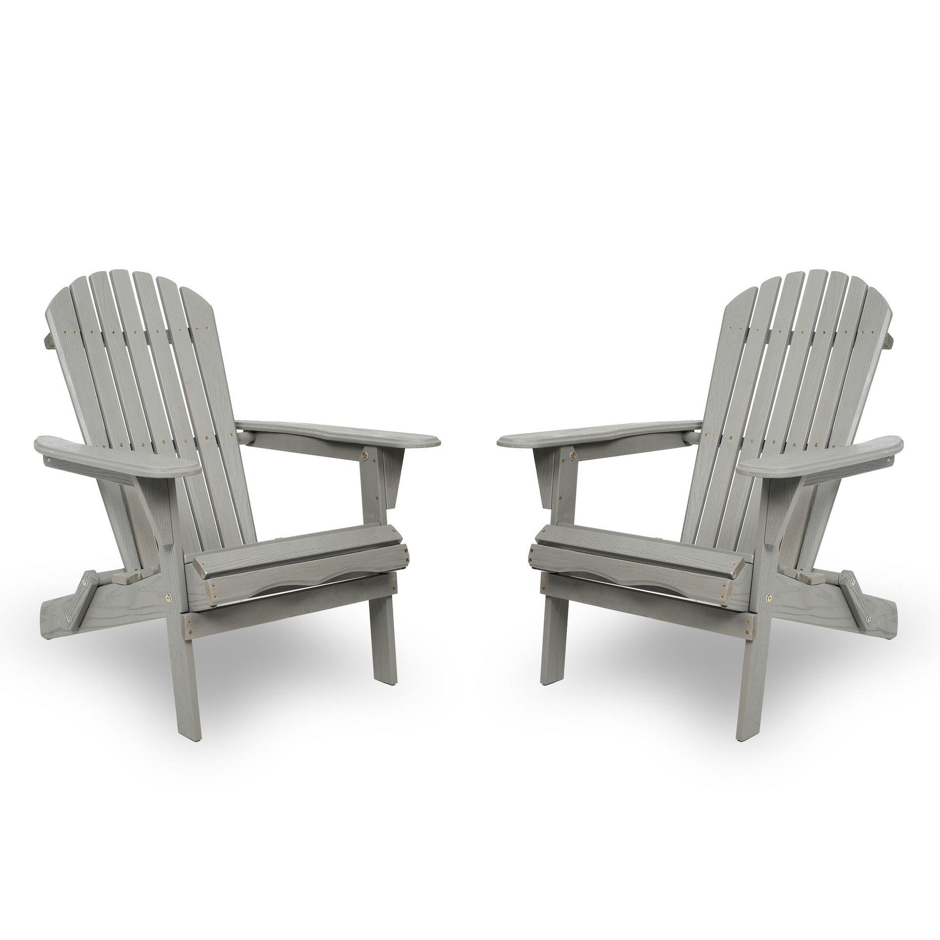 Dexmalle Gray Set of 2 Solid Cedar Wood Patio Foldable Chair
