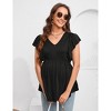 Womens Maternity Tops Shirts Ruffle Short Sleeve V Neck T Shirts Summer Casual High Waist Tops Pregnancy Tunic Blouse - 2 of 4