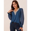 Seta T Women's Lace V Neck Long Sleeve Simple Casual Fall Winter Fashion T-Shirt - 3 of 4