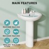 Whizmax Pedestal Sink 20" X 17" Bathroom Pedestal Sink Modern U-Shape Ceramic Pedestal Sink For Bathroom, Compact White Pedestal Bathroom Sink - 2 of 4