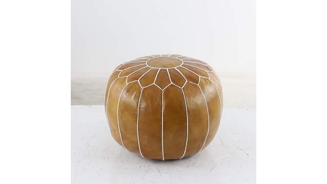 Bohemian Moroccans Leather Pouf - Olivia & May, 2 of 9, play video