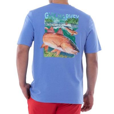 Guy Harvey | Men's Florida Mahi Short Sleeve Pocket Blue T-Shirt, Medium