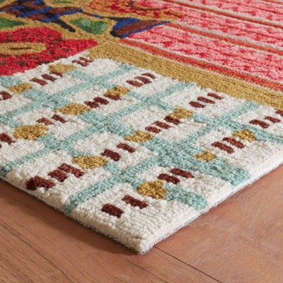 Handmade Blue and Multicolor Wool Patchwork Rug, 8' x 10'
