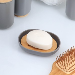 Evideco French Home Goods Versatile Soap Dish with Bamboo Tray - Bathroom Organizer for Stylish and Functional Storage - 1 of 4