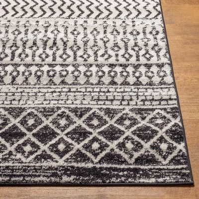 Louise Black and White Geometric Wool Area Rug 3'11" x 5'7"