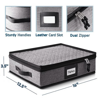 Black Quilted Hard Shell Platter Storage Case with Dividers