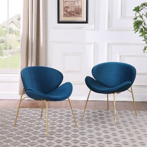 Sapphtopaz Modern Simple Velvet Dining Chairs Set of 2, Upholstered Side Accent Chairs Kitchen Chairs with Gold Metal Legs for Dining Room, Kitchen - 1 of 4