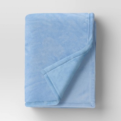 Solid Colored Plush Throw Blanket Sky Blue - Room Essentials™