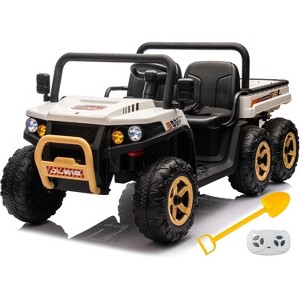 24V Kids Electric Car - 4x35W Motors Power, 24V 7AH Battery, 2-5MPH Speeds, Automatic Truck Bed, Parent Remote, Music Player - 1 of 4