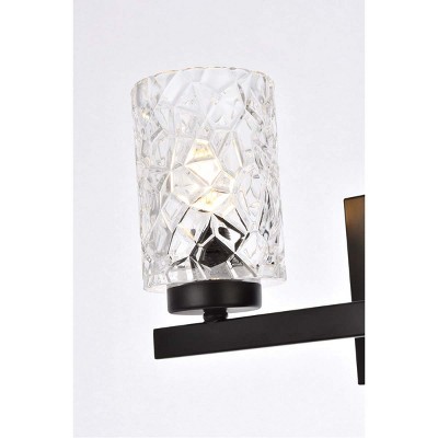 Cassie 2-Light Black and Clear Glass Bath Sconce