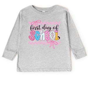The Juniper Shop First Day Of School Checker Border Toddler Long Sleeve Tee - 1 of 4
