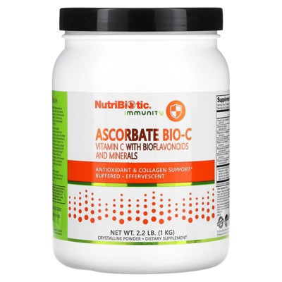 NutriBiotic - Ascorbate Bio-C, 16 Oz | Effervescent Vitamin C Powder With Lemon Bioflavonoids & Minerals Calcium, Magnesium, Zinc, Selenium & More |