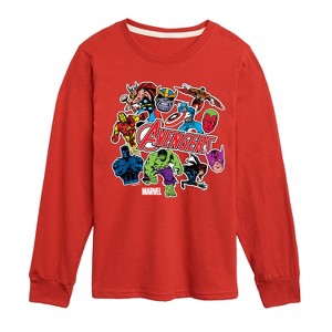 Boys' - Marvel - Avengers Stickers Style Long Sleeve Graphic T-Shirt - 1 of 4