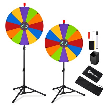 WinSpin 24" DIY Modular Prize Wheel 12 Slots with Floor Stand Height Adjustable for Carnival Spinner Game Events School