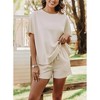 Women’s 2 Piece Lounge Set with Oversized Top & Drawstring Shorts Beige 2XL - 3 of 4