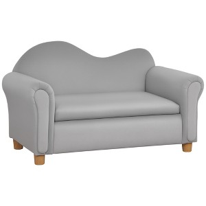 Ergonomic Foam Kids Sofa with Inner Toy Storage Chest, Velvet Kids Couch with Soft Arms, Children's Lounge Furniture - 1 of 4