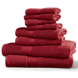 SEVOBAL Bath Towel and Washcloth Sets Premium Ultra Soft Highly Absorbent Cotton 8 Piece Set for Bathroom, Red, 14.5"*10.5"*9" - 1 of 4