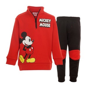 Disney Mickey Mouse Half Zip Sweatshirt and Pants Set Toddler - 1 of 4