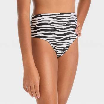Girls' 'Sun Beams' Zebra Printed Bikini Swim Bottom - art class™ Black/White