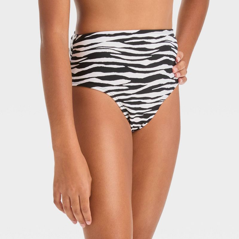 Girls' 'Sun Beams' Zebra Printed Bikini Swim Bottom - art class™ Black/White, 1 of 5