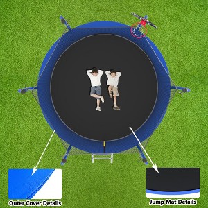 10FT Trampoline with Basketball Hoop, ASTM Approved Reinforced Type Outdoor Trampoline with Enclosure Net - 1 of 4